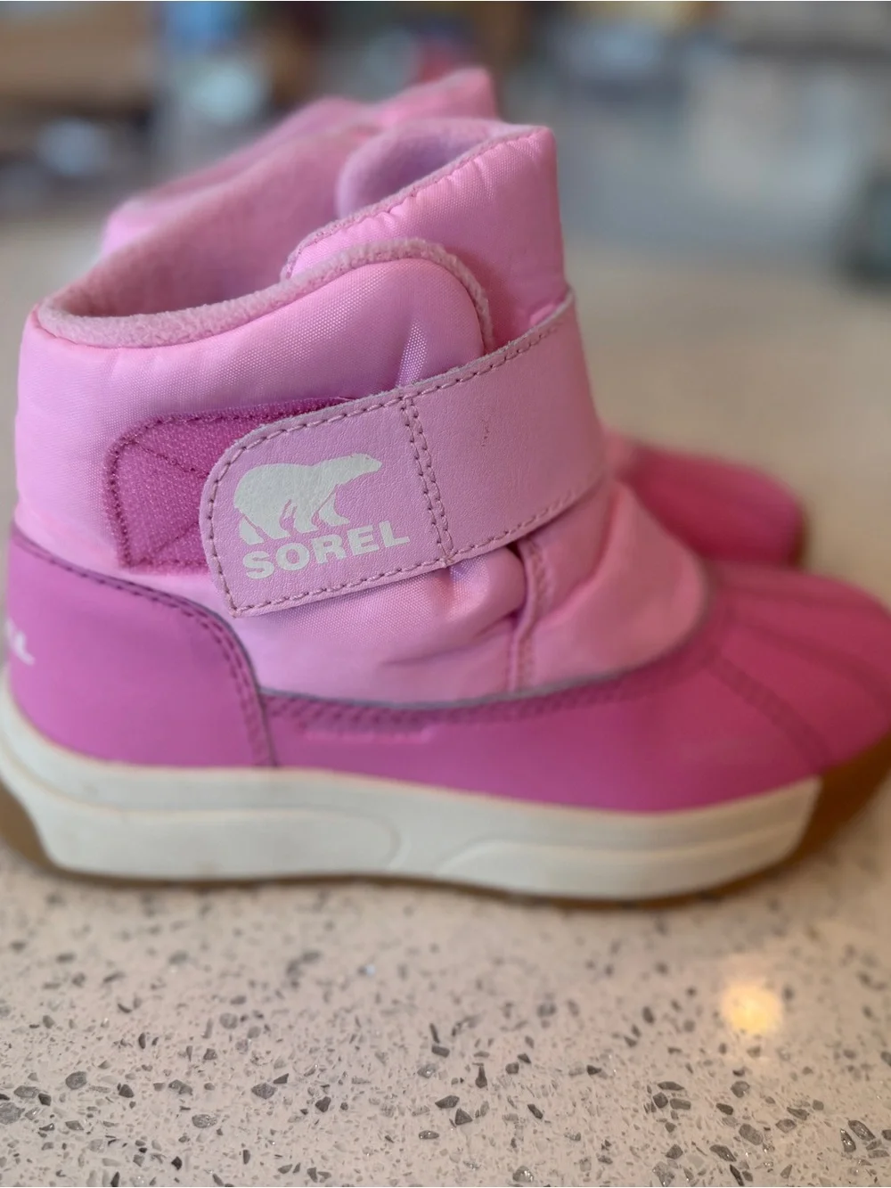 Sorel Kids Pink Insulated Hook-and-Loop Snow Boots Whitney III